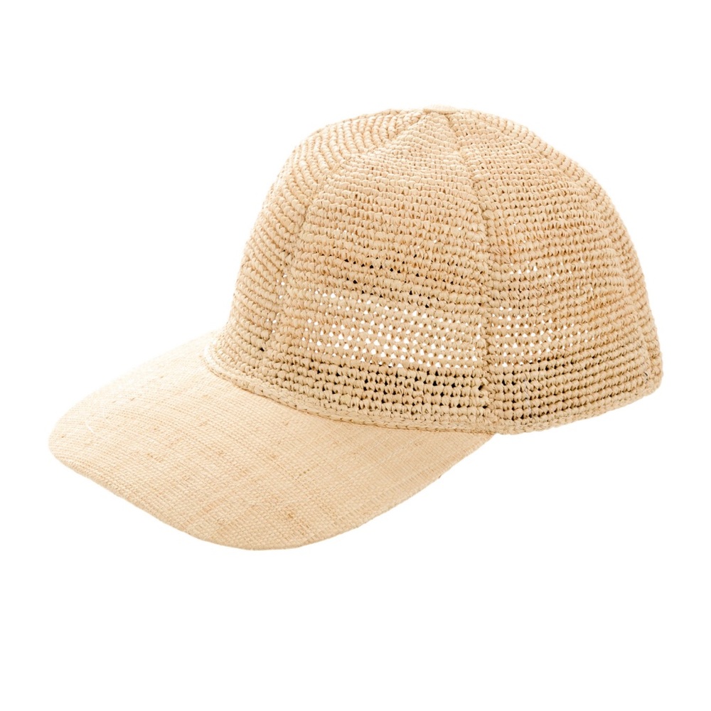 Janessa Leone Raffia Straw Baseball Cap NEW